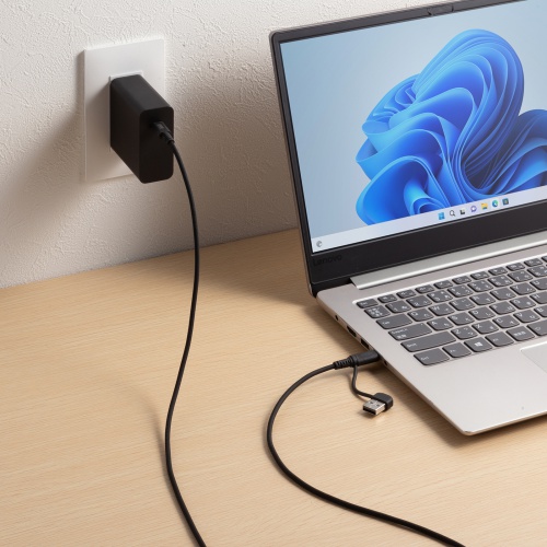 KU-CCP60ACC10BK / USB2.0Type-Cケーブル（CtoA変換アダプタ付き・PD60W・ブラック）