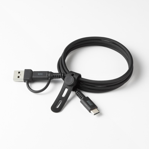 KU-CCP60ACC10BK / USB2.0Type-Cケーブル（CtoA変換アダプタ付き・PD60W・ブラック）