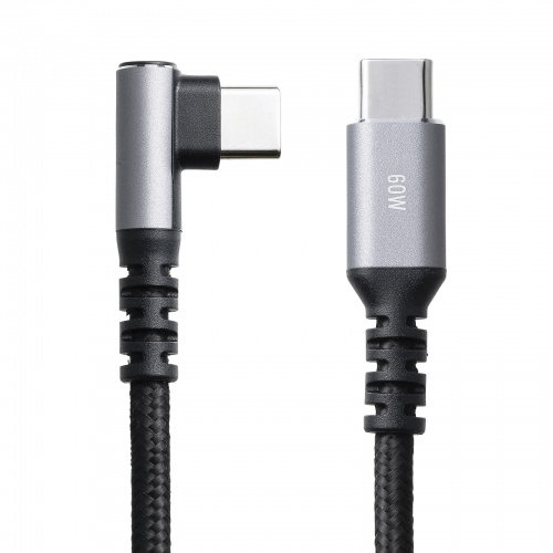 KU-CCP60L10TK / USB 2.0 Type-Cケーブル（C-C・片側L型コネクタ・60W・1m）