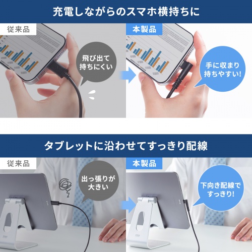 KU-CCP60L20TK2 / USB 2.0 Type-Cケーブル（C-C・片側L型コネクタ・60W・2m）