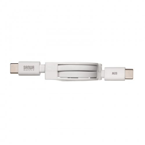 KU-CCP60M08W / USB2.0 Type-C 巻取りケーブル  PD60W　ホワイト