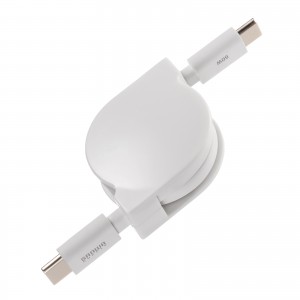 KU-CCP60M08W / USB2.0 Type-C 巻取りケーブル PD60W ホワイト