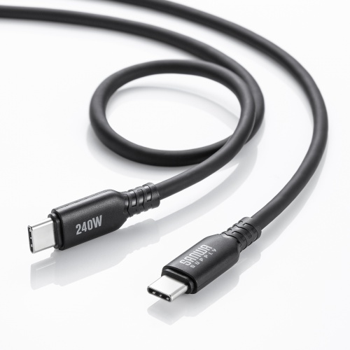 KU-CCPES05BK / USB2.0 Type-C シリコンケーブル（PD240W・0.5m・ブラック）