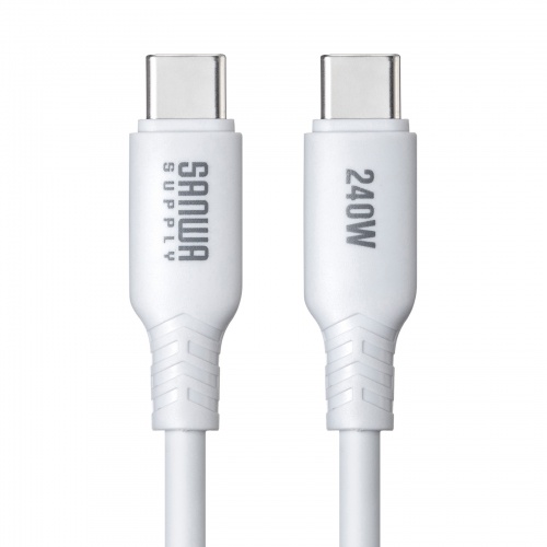 KU-CCPES10W / USB2.0 Type-C シリコンケーブル（PD240W・1m・ホワイト）