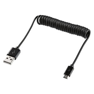 KU-CMCB15BK / マイクロUSB ケーブル(MicroB)(カールコード・0.22m・ブラック)