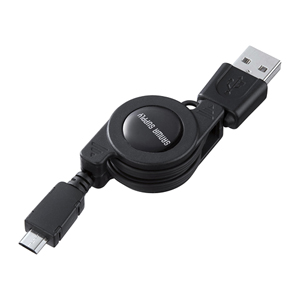 KU-M08MCBBK / 巻き取りUSB2.0モバイルケーブル(ブラック)