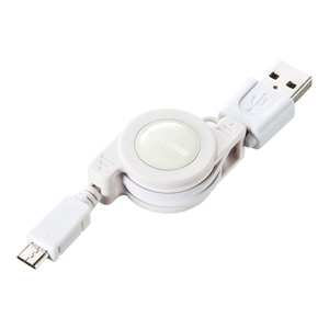 KU-M08MCBW / 巻き取りUSB2.0モバイルケーブル(ホワイト)