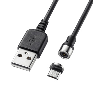KU-MMG1 / Magnet脱着式microUSBケーブル(充電専用・ブラック・1m)