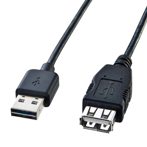 KU-REN2【両面挿せるUSB延長ケーブル（A-Aメス）（2m・ブラック）】USB 