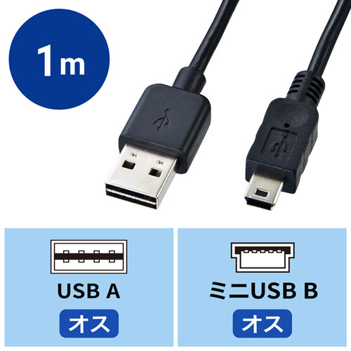 KU-RMB51 / 両面挿せるミニUSBケーブル（A-ミニB）（1m・ブラック）