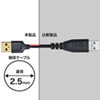 KU-SLEN25BK / 極細USB延長ケーブル（A-Aメス延長タイプ、2.5m・ブラック）