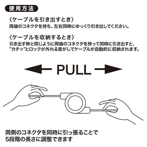 KU-XPMMG08 / Xperia（TM）用USB充電専用巻取りケーブル 0.8m（USB-充電端子）