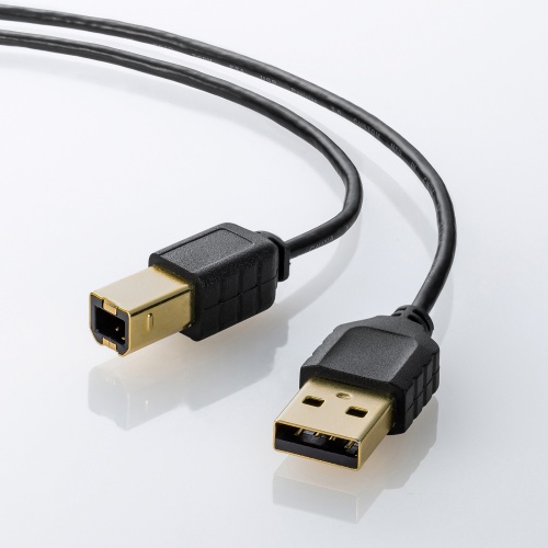 KU20-SL10BKK / 極細USBケーブル（USB2.0 A-Bタイプ・ブラック・1m）
