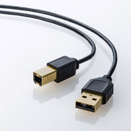 KU20-SL25BK / 極細USBケーブル（USB2.0　A-Bタイプ、2.5m・ブラック）