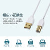 KU20-SL15W / 極細USBケーブル（USB2.0　A-Bタイプ、1.5m・ホワイト）