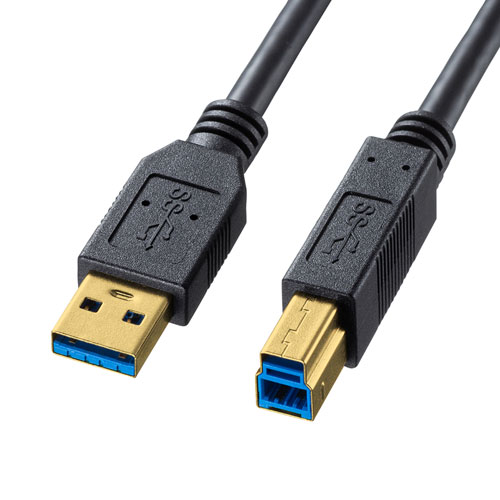 KU30-10BKK【USB3.0ケーブル（ブラック・1m）】USB 5Gbps対応ケーブル。認証取得品（Aコネクタ-Bコネクタ）。ブラック・1m。｜ サンワサプライ株式会社