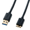 KU30-AMC05BK / USB3.0対応マイクロケーブル（USB IF認証タイプ・ブラック・0.5m）