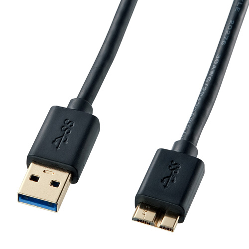 KU30-AMC05BK / USB3.0対応マイクロケーブル（USB IF認証タイプ・ブラック・0.5m）