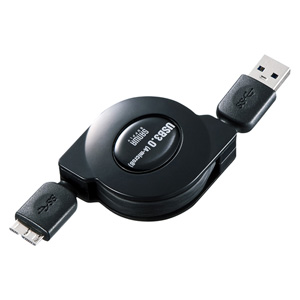 KU30-M10MCB / USB3.0マイクロ巻取りケーブル(ブラック・1m)