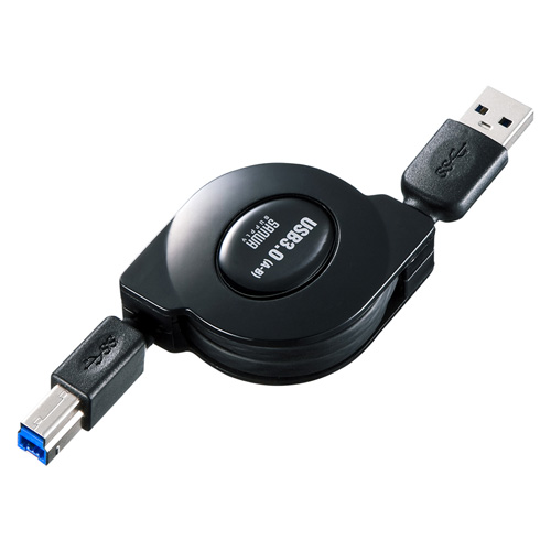 KU30-M10【USB3.0巻取りケーブル（ブラック・1m）】必要な長さに調節