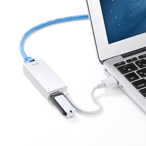 LAN-ADUR3GHW / Gigabit対応USB-LANアダプタ（USB3.1 Gen1（USB3.0）ハブ1ポート付き・ホワイト）