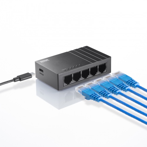 LAN-GIGAC503BK / ギガビット対応 スイッチングハブ（5ポート・Type-C給電）
