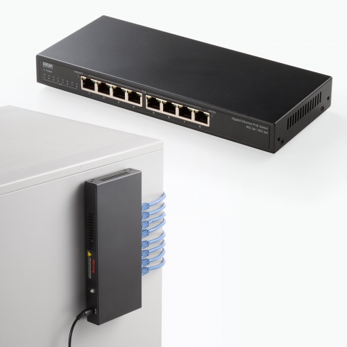 LAN-GIGAPOE85 / ギガビット対応PoEスイッチングハブ（8ポート・マグネット付き）