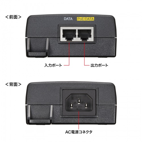LAN-GIHINJ6 / PoEインジェクター（電源内蔵・IEEE802.3bt（75W）対応）