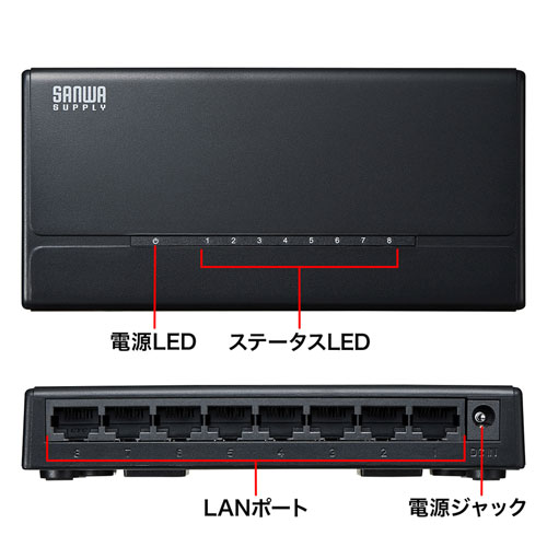 LAN-SWHP801BK / スイッチングハブ(8ポート・マグネット付き）