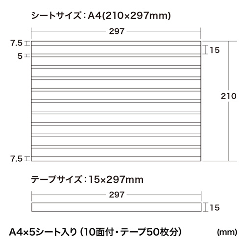 LB-IJMSK3 / マスキングテープ用紙（A4サイズ・15mmカット幅）