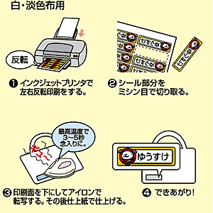 LB-NAMEJP16T / インクジェットアイロンプリントお名前シール（白布用・ワイド）