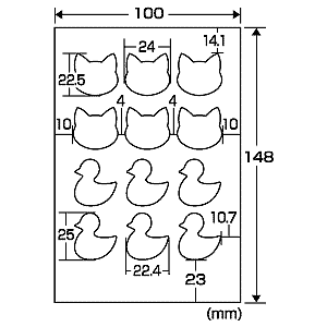 LB-PKJP11 / インクジェット用フォト光沢チビシール(ネコ・アヒル)
