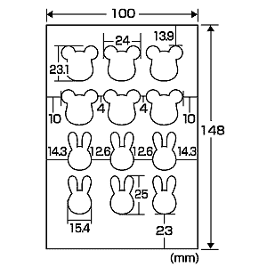 LB-PKJP12 / インクジェット用フォト光沢チビシール(ウサギ・クマ)