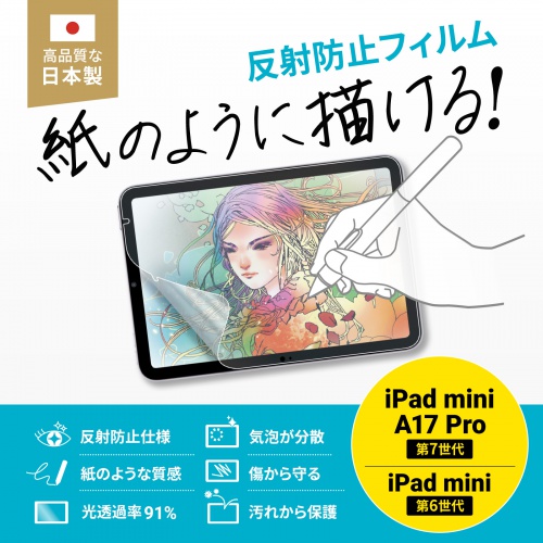 LCD-IPM21P / iPad mini A17 Pro対応保護フィルム（紙のような質感・反射防止）
