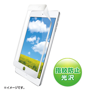 LCD-IPMKFPNBW【iPad mini用無気泡白枠付き液晶保護指紋防止光沢