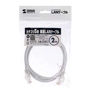 LKB5T-02W / カテゴリ5e単線LANケーブル（ホワイト・2m）