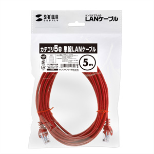 LKB5T-05R / カテゴリ5e単線LANケーブル（レッド・5m）