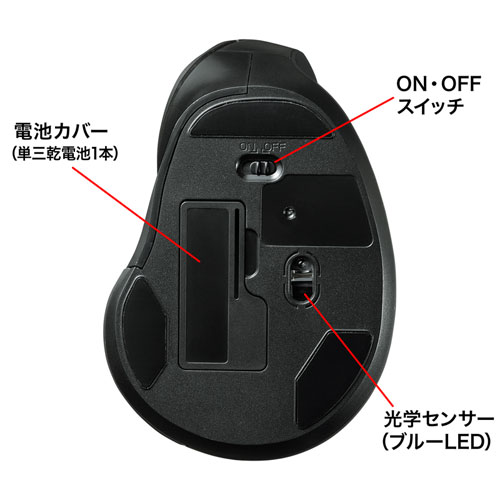 MA-ASWBL43BK / 静音ワイヤレスエルゴマウス