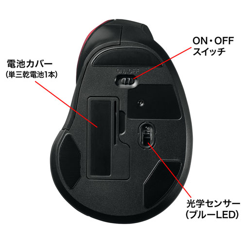 MA-ASWBL43R / 静音ワイヤレスエルゴマウス