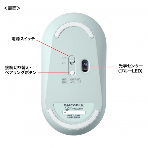 MA-BBS333G / 静音Bluetoothマウス