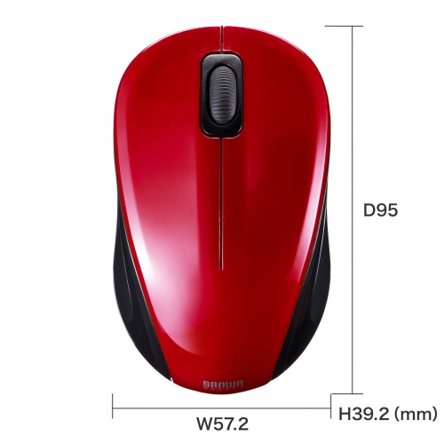 MA-BBSK315R / 抗菌・静音BluetoothブルーLEDマウス（レッド）