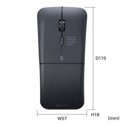MA-BIS3116BK / 静音Bluetooth5.0 IR LEDマウス（3ボタン・薄型）