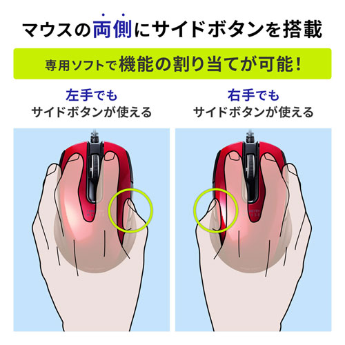 MA-BL172R / 有線ブルーLEDマウス（5ボタン・左右対称）