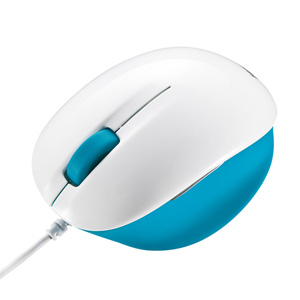 MA-BL6WBL / ブルーLED有線マウス(ミントブルー&ホワイト)