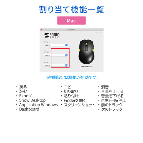 MA-BTBL171BK / Bluetooth 4.0 ブルーLEDマウス（5ボタン・左右対称・ブラック）