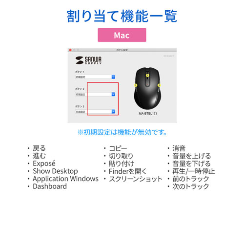 MA-BTBL171W / Bluetooth 4.0 ブルーLEDマウス（5ボタン・左右対称・ホワイト）