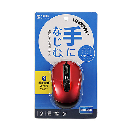 MA-BTBL29RN / Bluetooth5.0 ブルーLEDマウス（レッド）