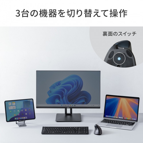 MA-EBBS536BL / 軽量静音Bluetoothエルゴノミクスマウス(充電式・5ボタン)
