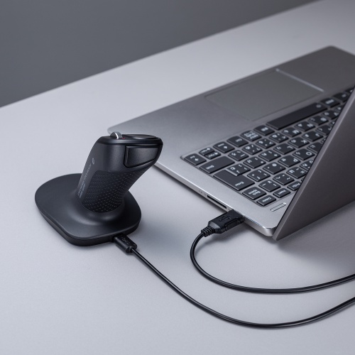 MA-EBBS537BK / 静音Bluetoothエルゴノミクススティックマウス(充電式・5ボタン)