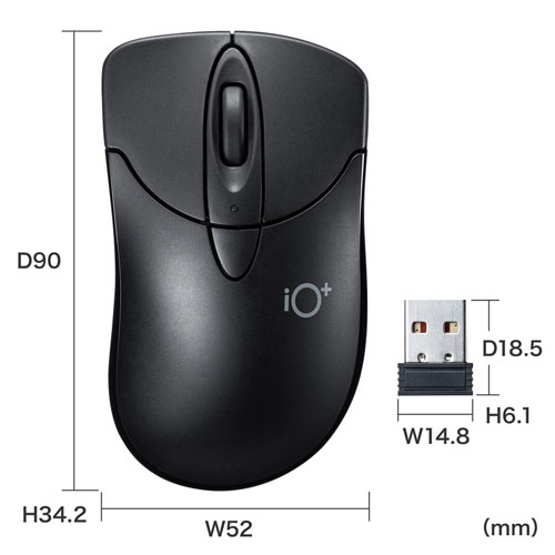 MA-IPWBS302BK / 静音ワイヤレスブルーLEDマウス　イオプラス（ブラック）